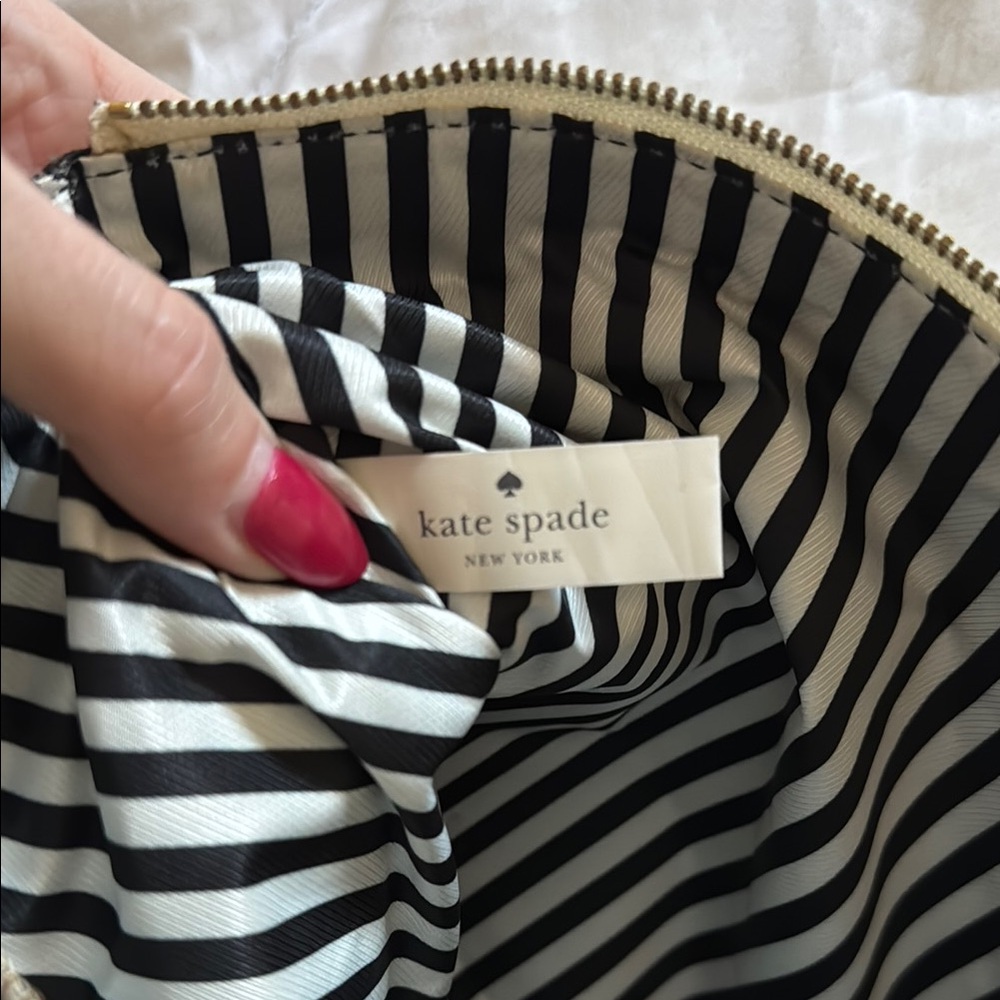 Kate Spade Black and Cream Striped Clutch - Picture 2 of 4